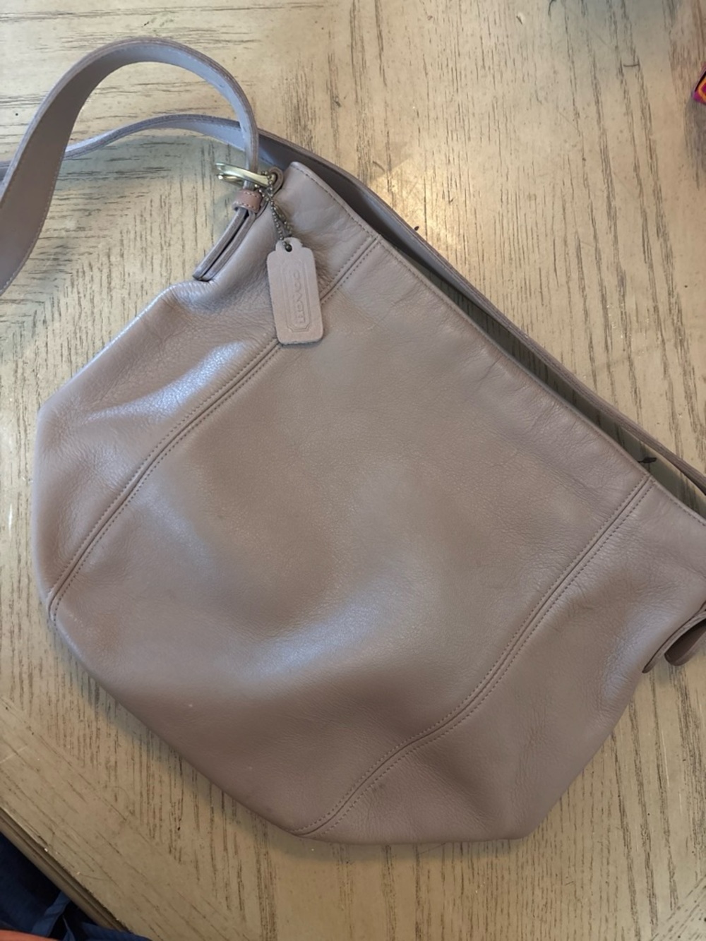 Coach Leather Shoulder Hobo in Light Taupe